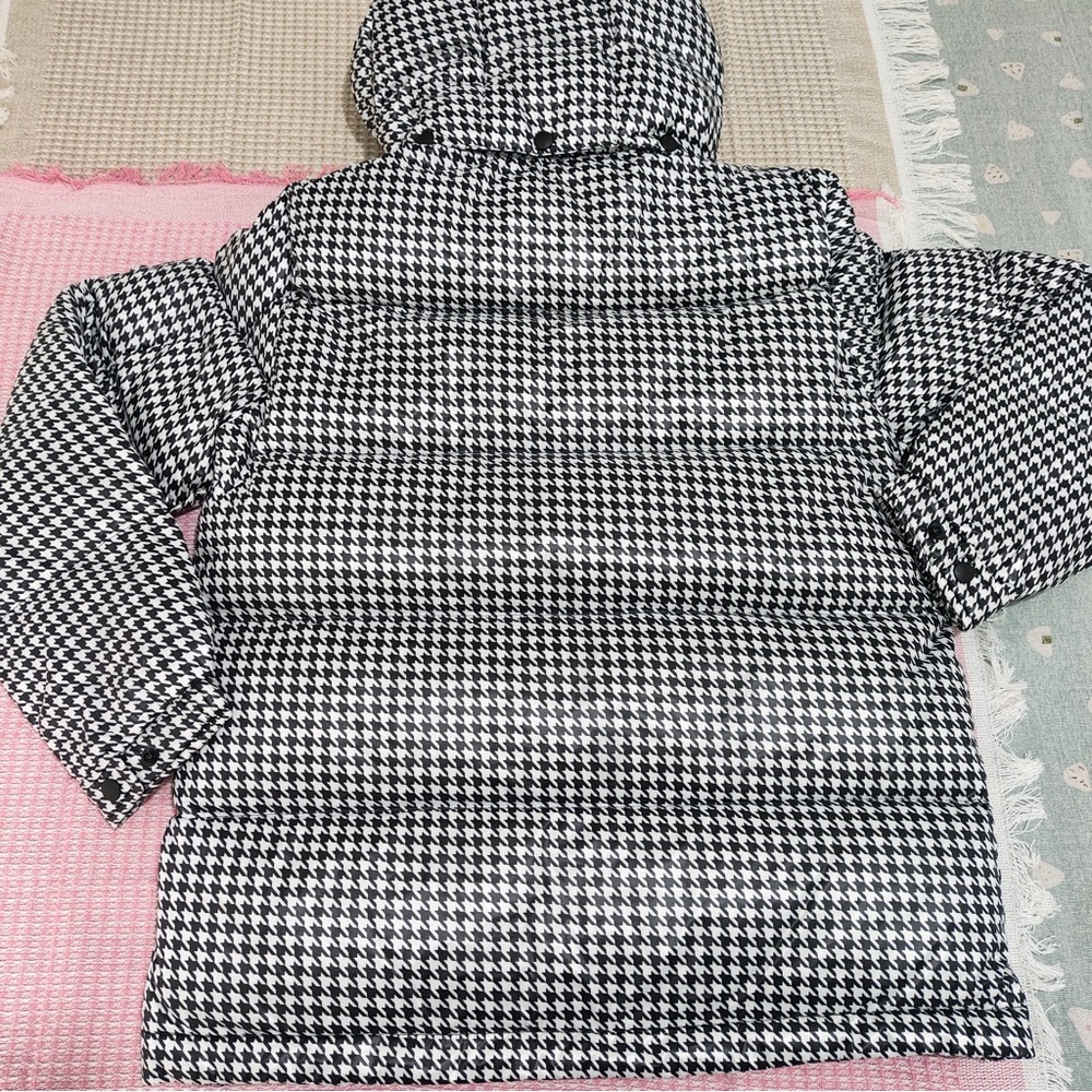Moncler Black-and-White Houndstooth Hooded Puffer - Picture 4 of 7
